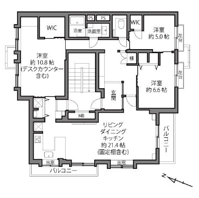 上原グリーンハイム1号棟-間取り